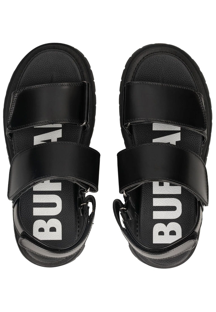 Buffalo Sandalen Lederimitat Schwarz