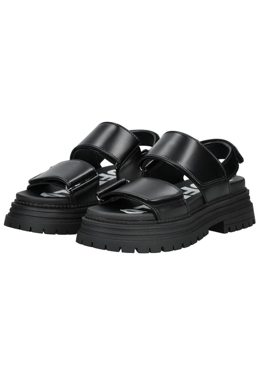 Buffalo Sandalen Lederimitat Schwarz