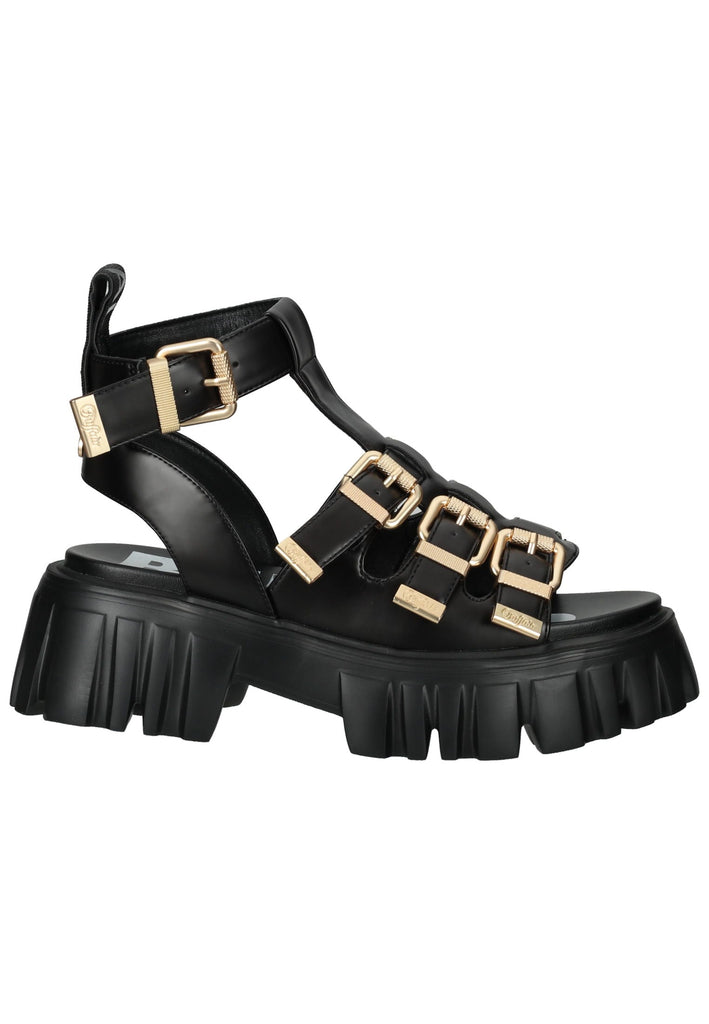 Buffalo Sandalen Lederimitat Schwarz