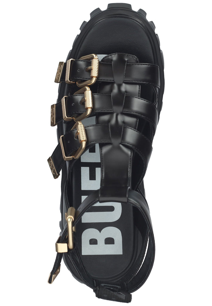 Buffalo Sandalen Lederimitat Schwarz