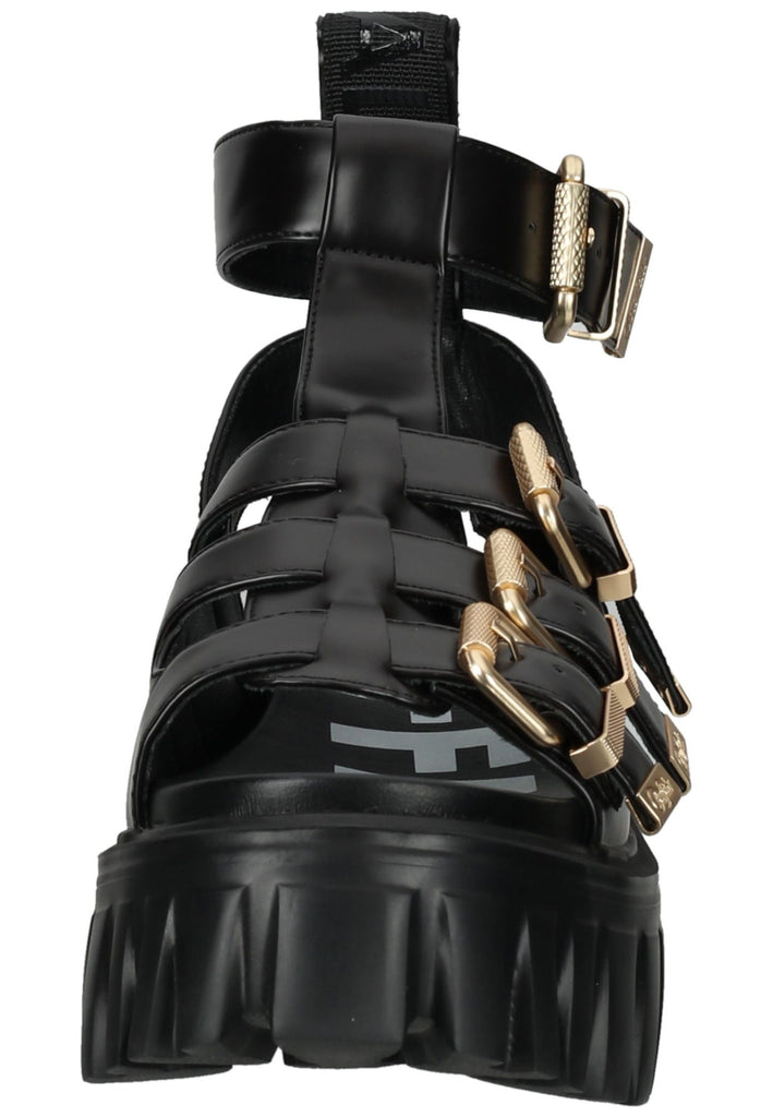 Buffalo Sandalen Lederimitat Schwarz