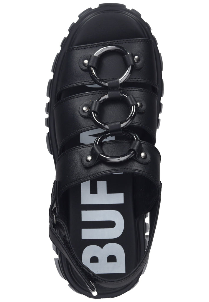 Buffalo Sandalen Lederimitat Schwarz