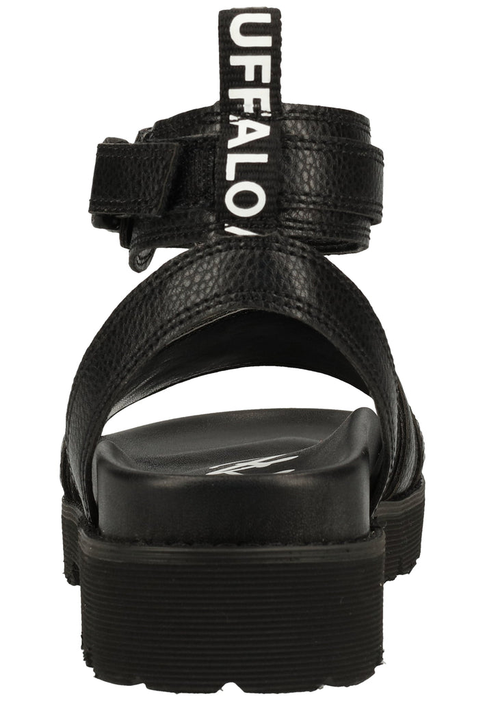 Buffalo Sandalen Lederimitat Schwarz