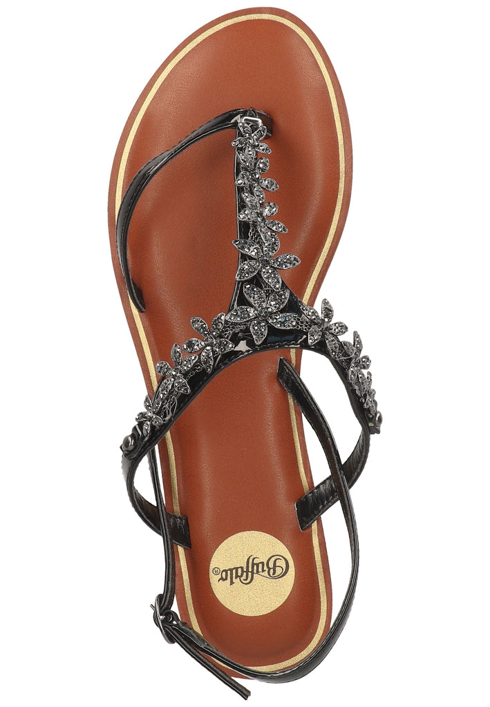 Buffalo Sandalen Lederimitat Schwarz