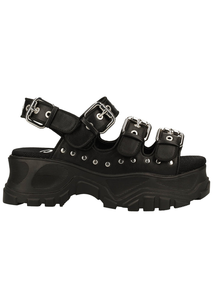 Buffalo Sandalen Lederimitat Schwarz