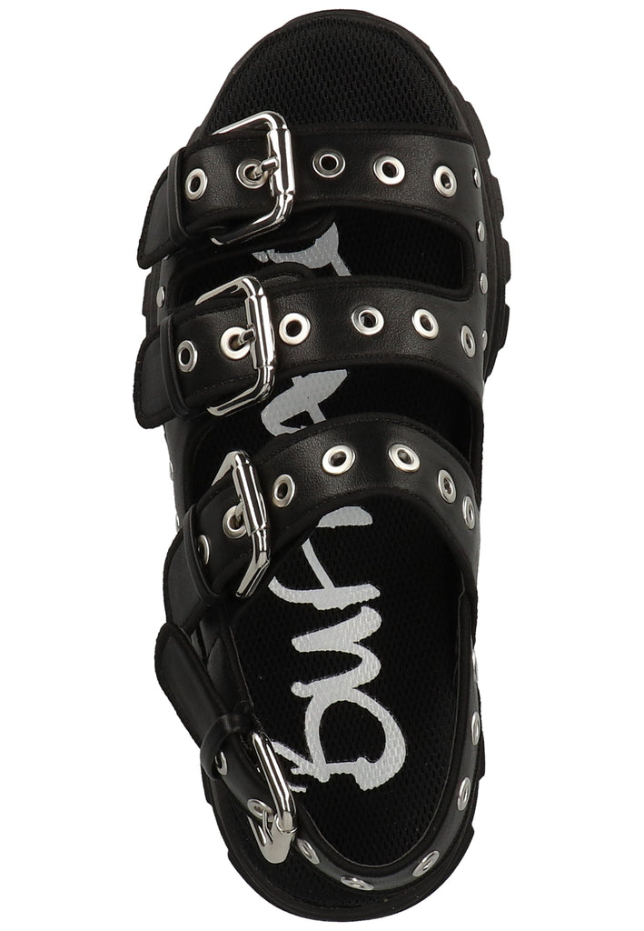 Buffalo Sandalen Lederimitat Schwarz