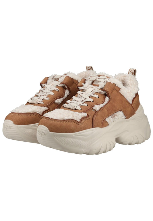 Buffalo Sneaker Lederimitat/Textil Braun/Weiß Warmfutter