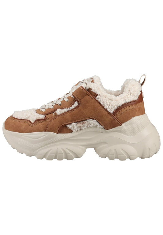 Buffalo Sneaker Lederimitat/Textil Braun/Weiß Warmfutter