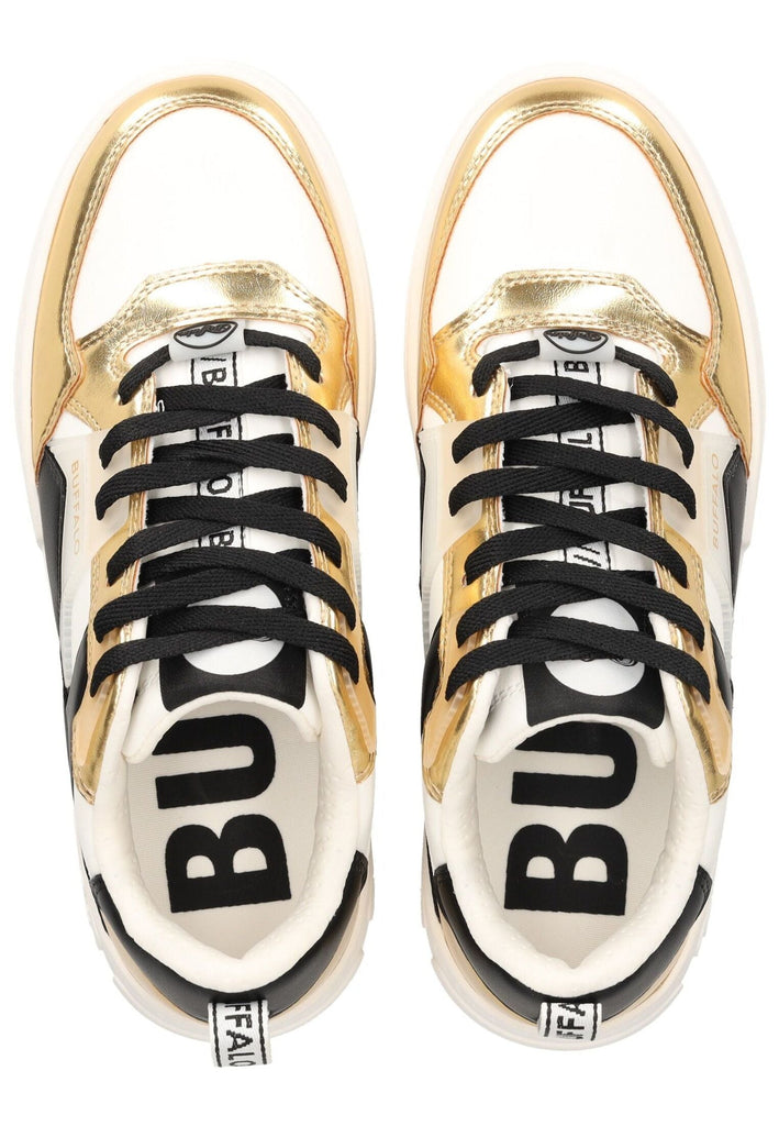 Buffalo Sneaker Lederimitat Weiß/Gold