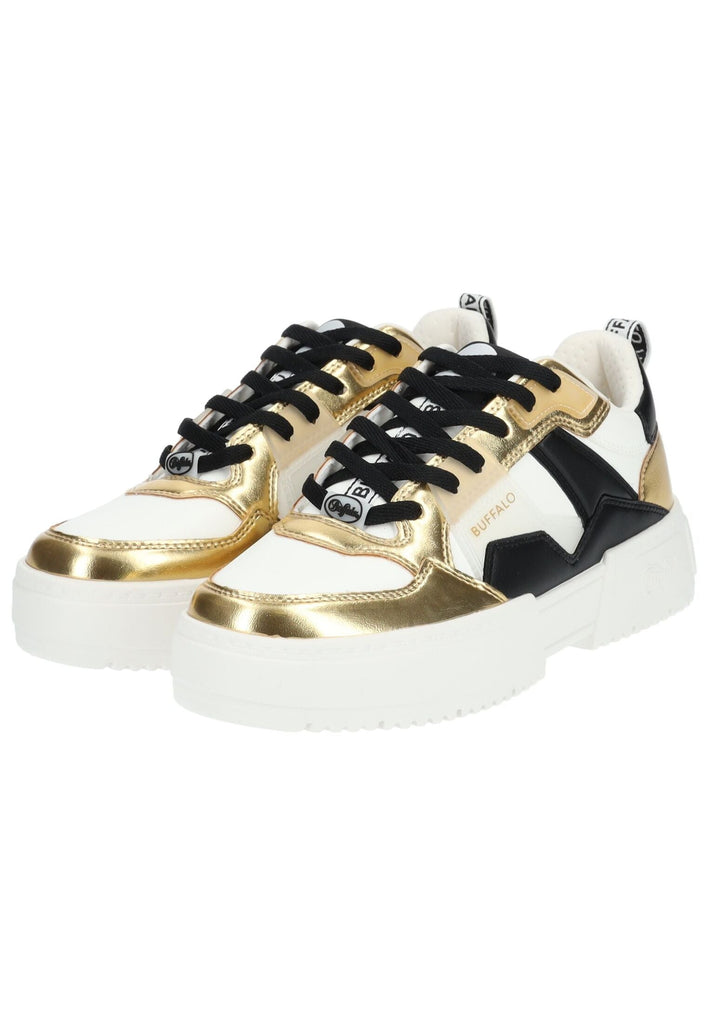 Buffalo Sneaker Lederimitat Weiß/Gold