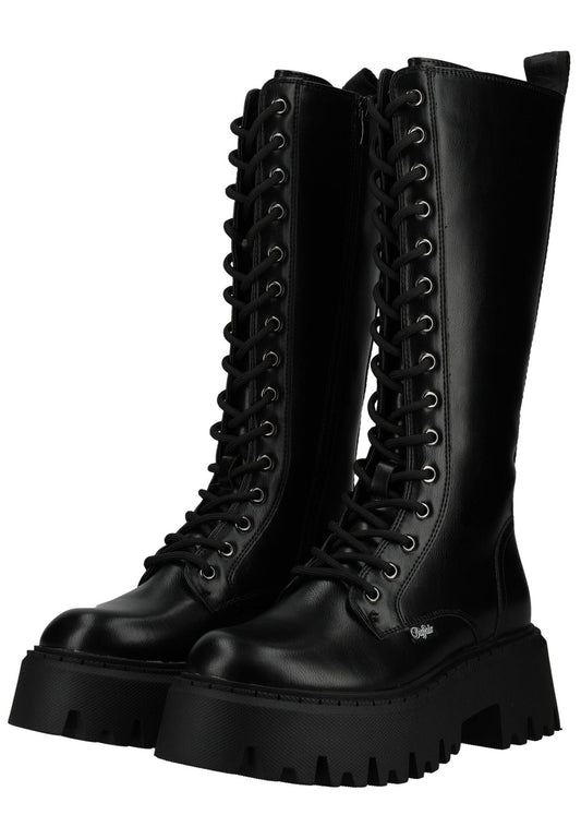 Buffalo Stiefel Lederimitat Schwarz/Schwarz