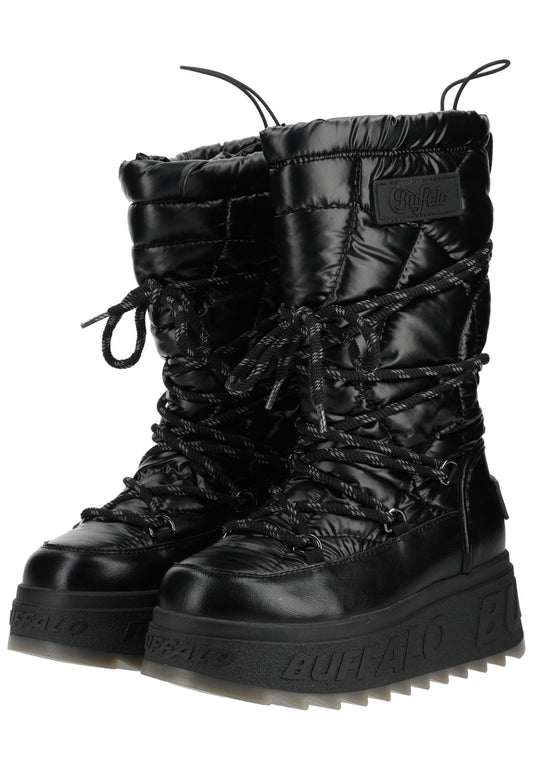 Buffalo Stiefel Lederimitat/Textil Schwarz/Schwarz Warmfutter