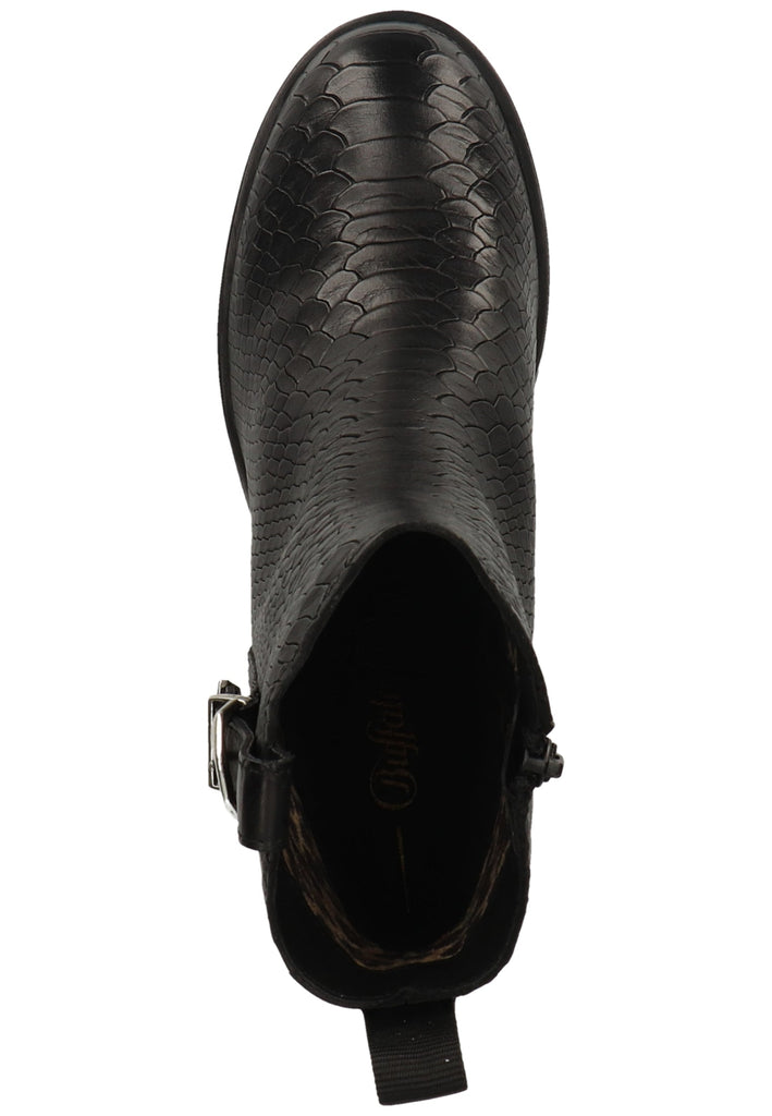 Buffalo Stiefelette Leder Struktur Schwarz