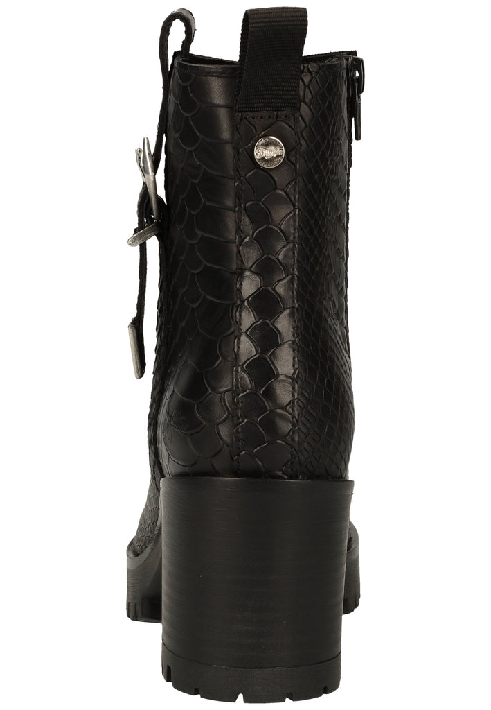 Buffalo Stiefelette Leder Struktur Schwarz