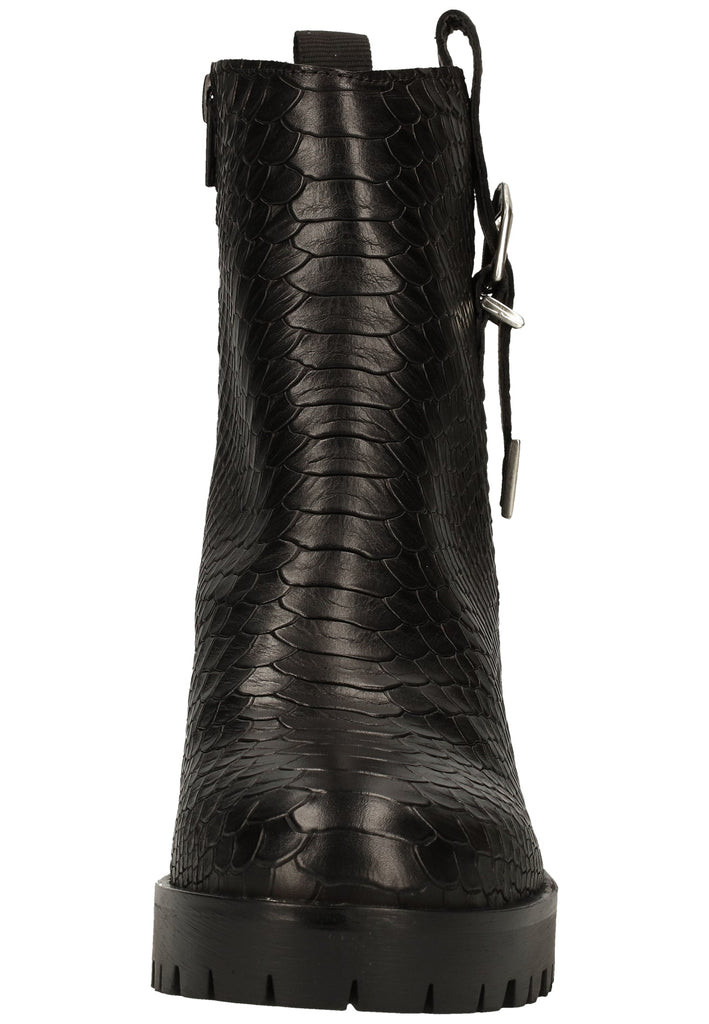 Buffalo Stiefelette Leder Struktur Schwarz