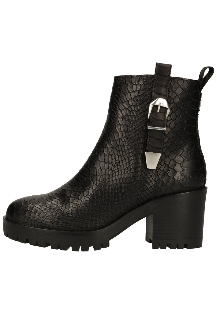 Buffalo Stiefelette Leder Struktur Schwarz