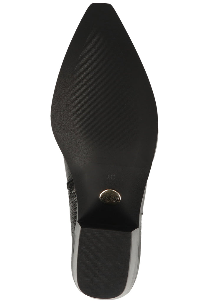 Buffalo Stiefelette Leder Struktur Schwarz