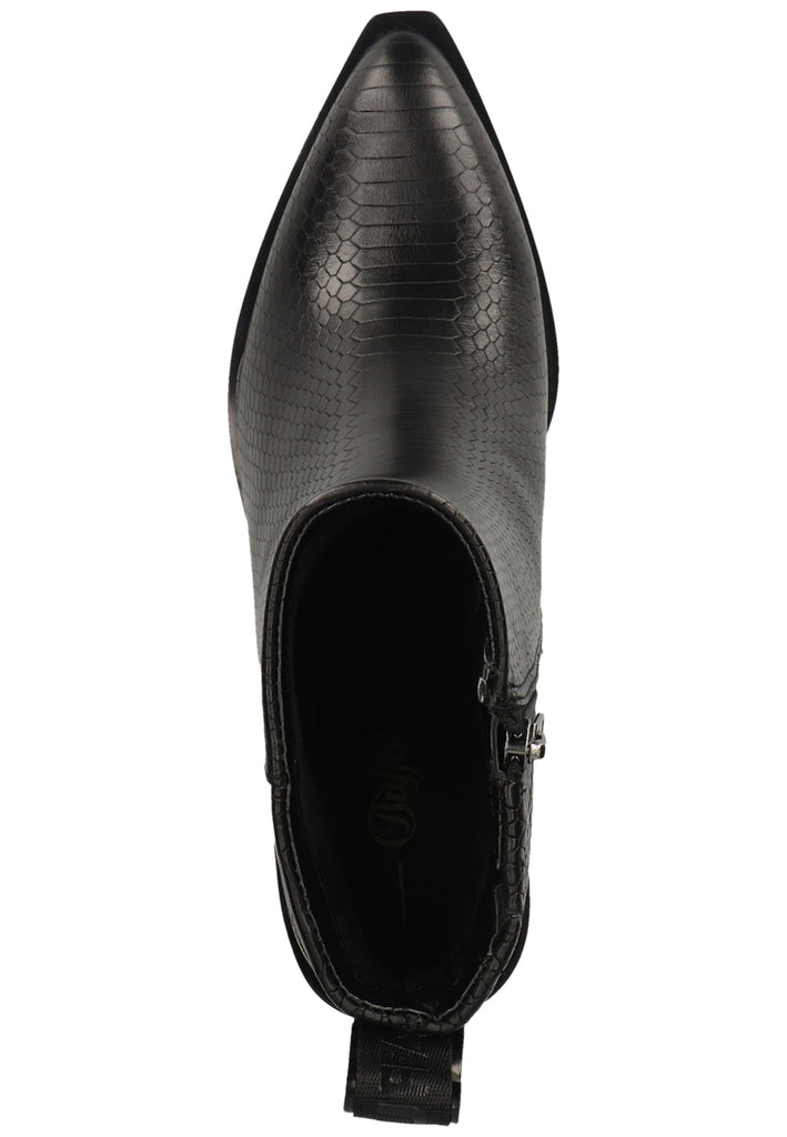 Buffalo Stiefelette Leder Struktur Schwarz