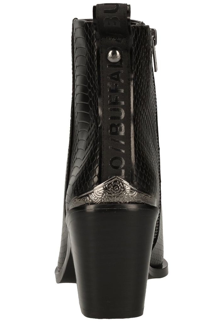 Buffalo Stiefelette Leder Struktur Schwarz
