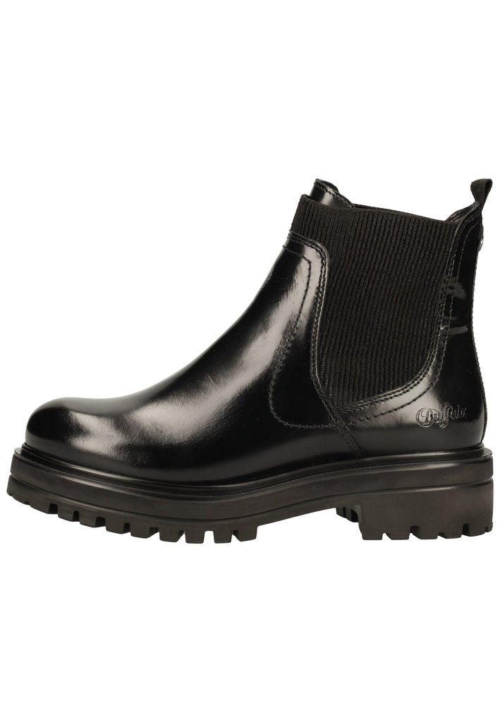 Buffalo Stiefelette Leder/Textil Schwarz Lack