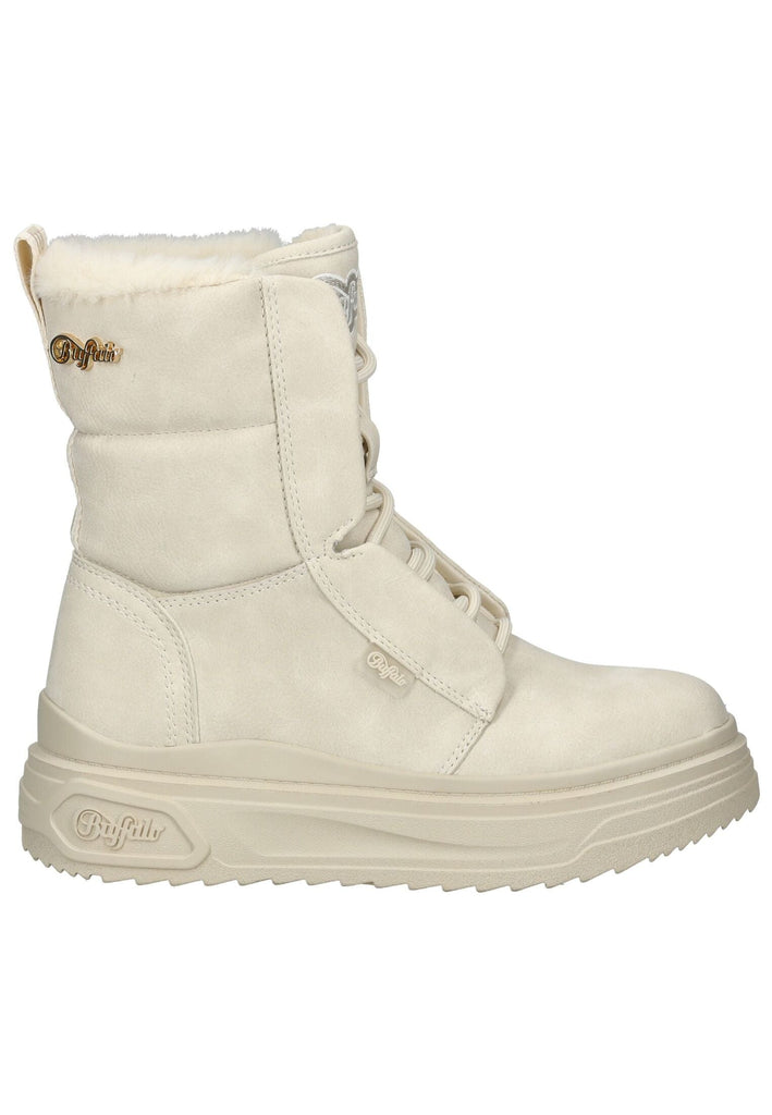 Buffalo Stiefelette Lederimitat Cream Warmfutter