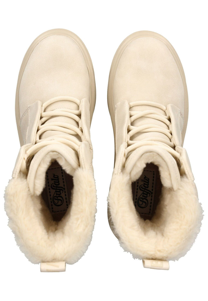 Buffalo Stiefelette Lederimitat Cream Warmfutter
