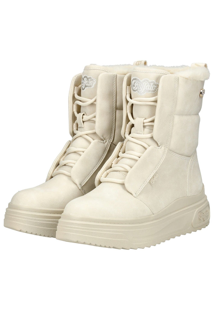Buffalo Stiefelette Lederimitat Cream Warmfutter