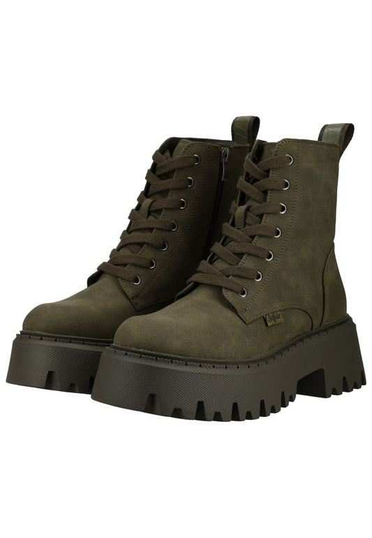 Buffalo Stiefelette Lederimitat Khaki Warmfutter
