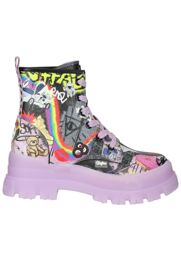 Buffalo Stiefelette Lederimitat Schwarz Kombi