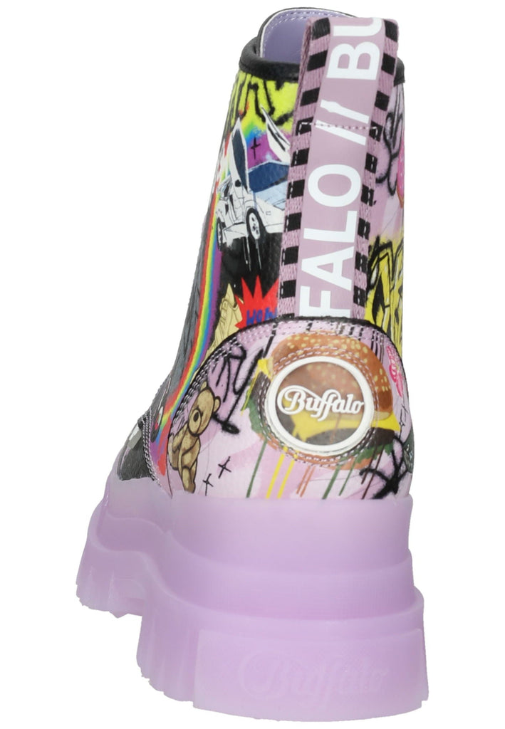 Buffalo Stiefelette Lederimitat Schwarz Kombi