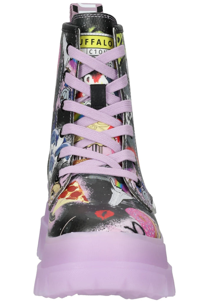 Buffalo Stiefelette Lederimitat Schwarz Kombi