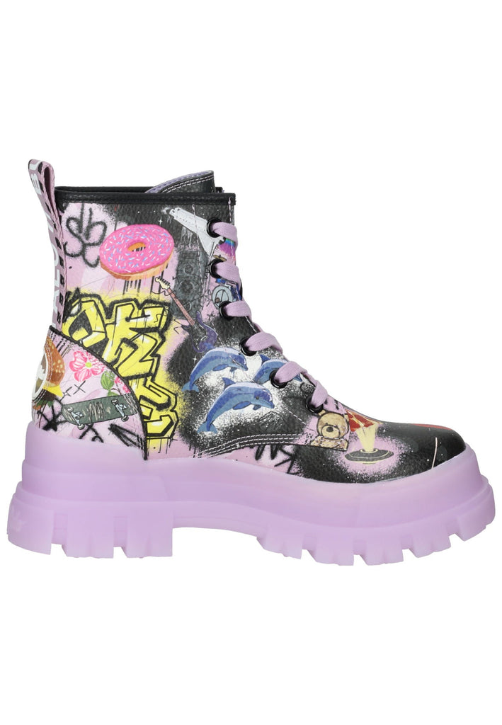 Buffalo Stiefelette Lederimitat Schwarz Kombi