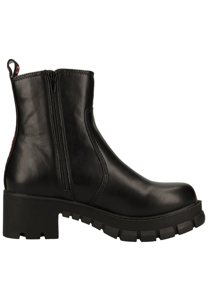 Buffalo Stiefelette Lederimitat Schwarz Lack