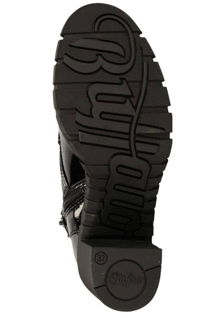Buffalo Stiefelette Lederimitat Schwarz Lack