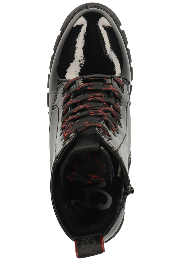 Buffalo Stiefelette Lederimitat Schwarz Lack