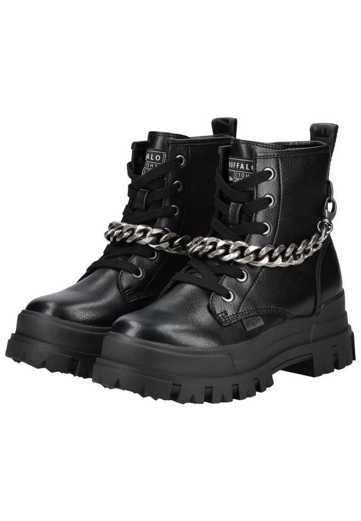 Buffalo Stiefelette Lederimitat Schwarz/Silber