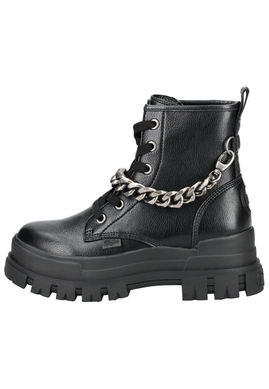 Buffalo Stiefelette Lederimitat Schwarz/Silber