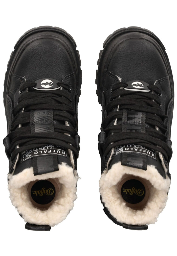 Buffalo Stiefelette Lederimitat Schwarz Warmfutter