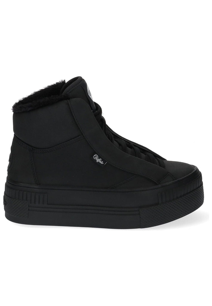 Buffalo Stiefelette Lederimitat Schwarz Warmfutter