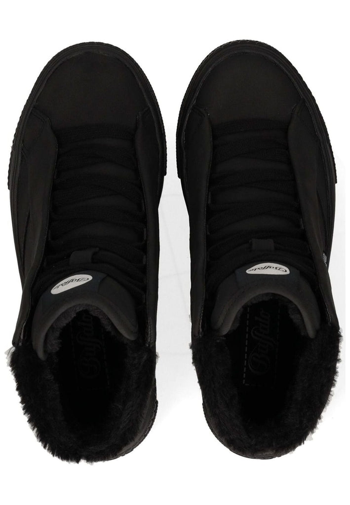 Buffalo Stiefelette Lederimitat Schwarz Warmfutter