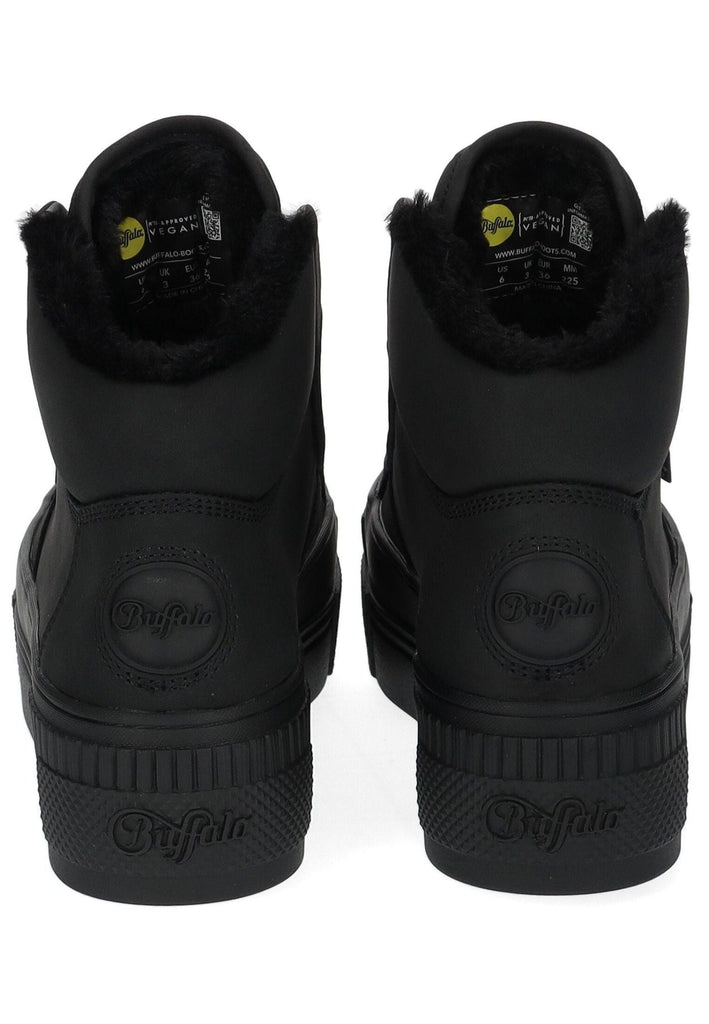 Buffalo Stiefelette Lederimitat Schwarz Warmfutter