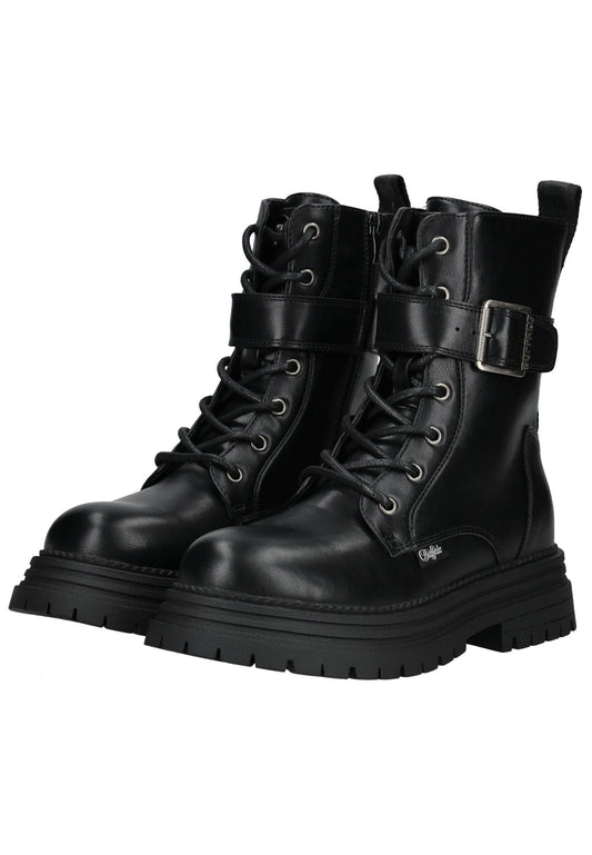 Buffalo Stiefelette Lederimitat Schwarz Warmfutter