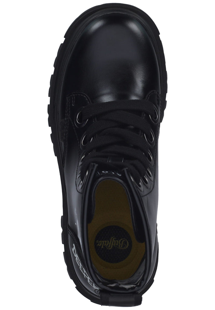 Buffalo Stiefelette Lederimitat Schwarz/Weiß