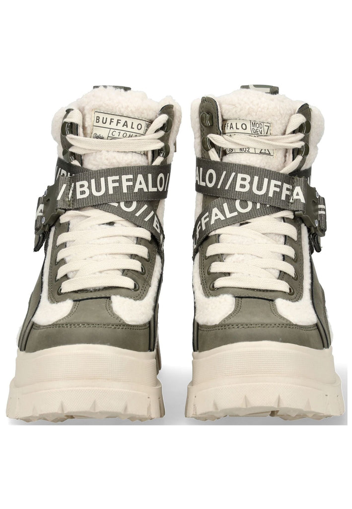 Buffalo Stiefelette Lederimitat/Textil Khaki Warmfutter