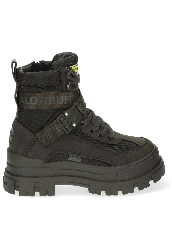 Buffalo Stiefelette Lederimitat/Textil Khaki Warmfutter