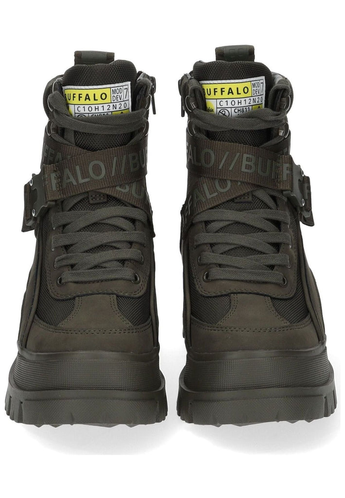 Buffalo Stiefelette Lederimitat/Textil Khaki Warmfutter