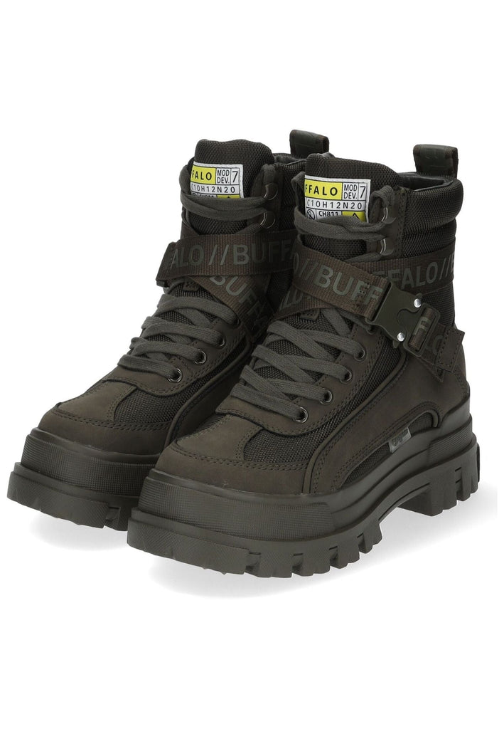 Buffalo Stiefelette Lederimitat/Textil Khaki Warmfutter