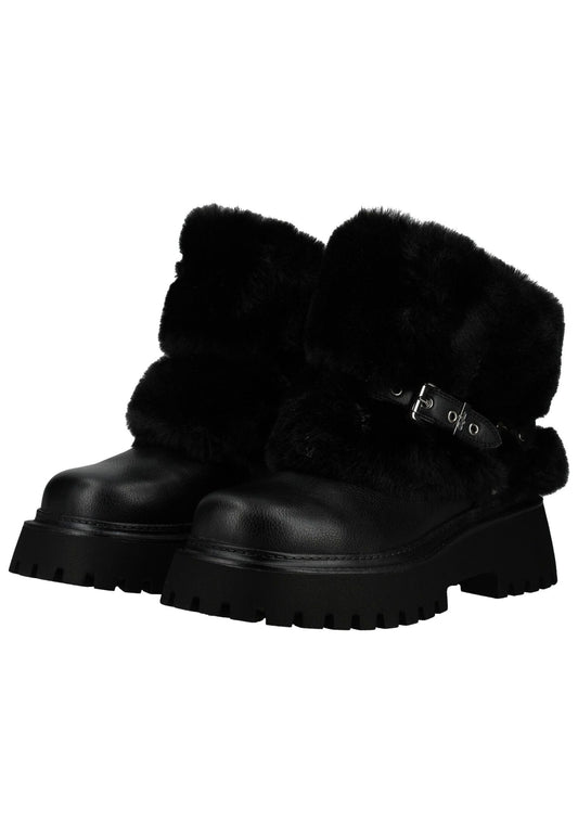 Buffalo Stiefelette Lederimitat/Textil Schwarz Warmfutter