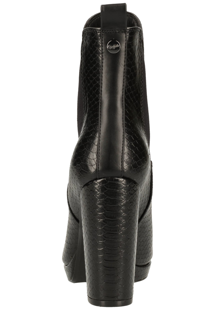 Buffalo Stiefelette Lederimitat/Textil Struktur Schwarz