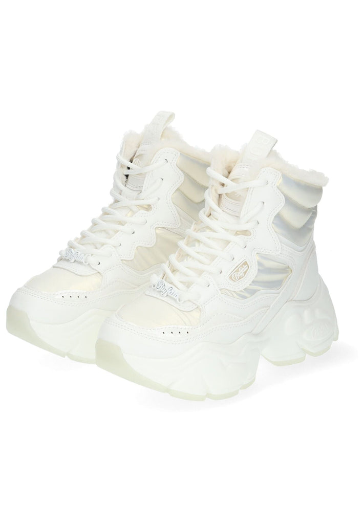 Buffalo Stiefelette Lederimitat/Textil Weiß/Silber Warmfutter